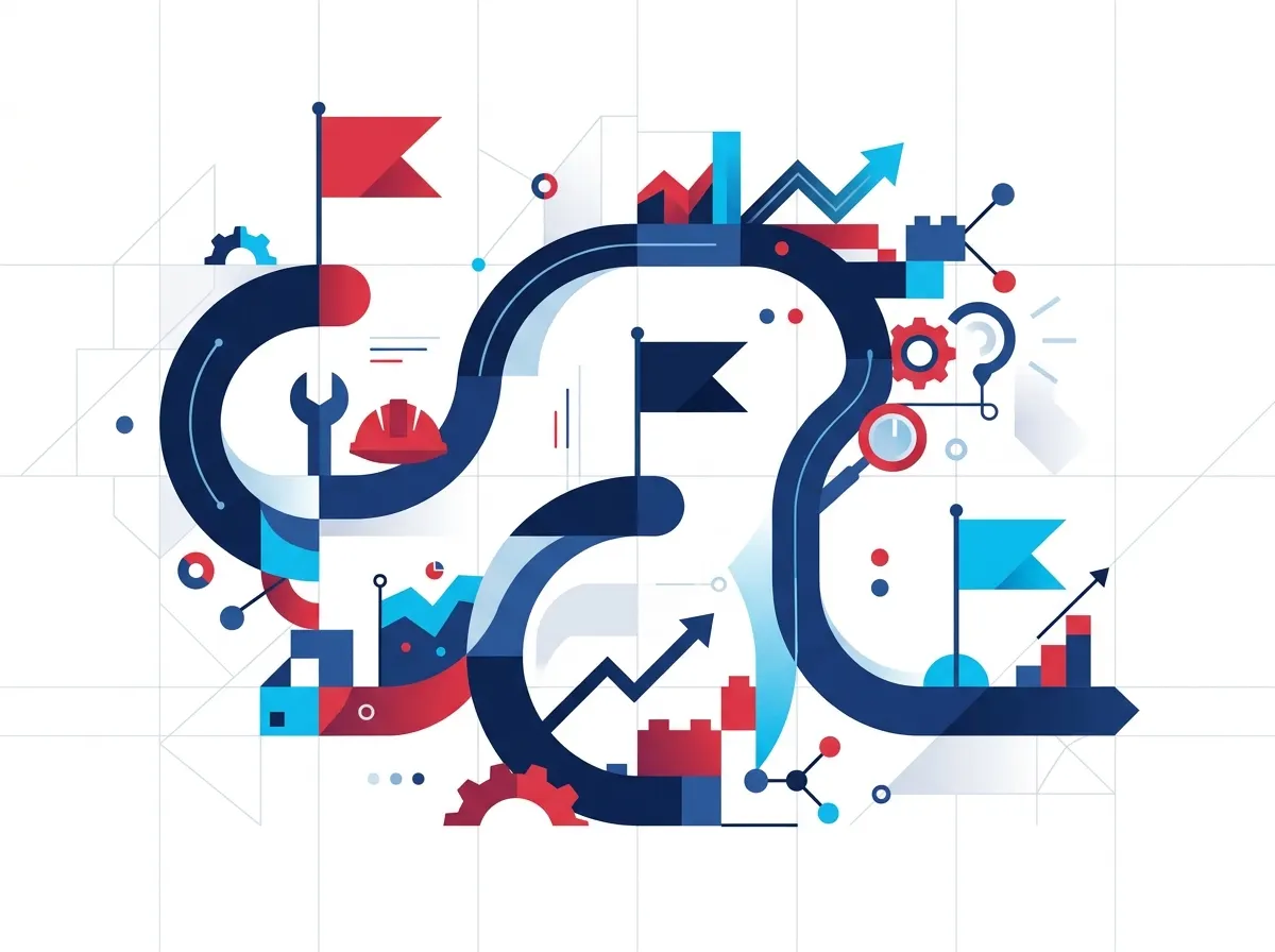 Three step process path illustration moving from audit to optimization to growth